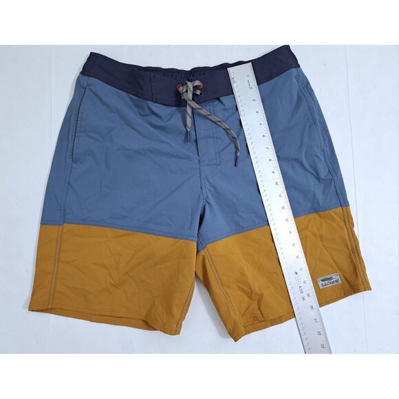 LL Bean Shorts Mens Large Swim Trunks Colorblock Lined Blue Brown - Picture 7 of 8